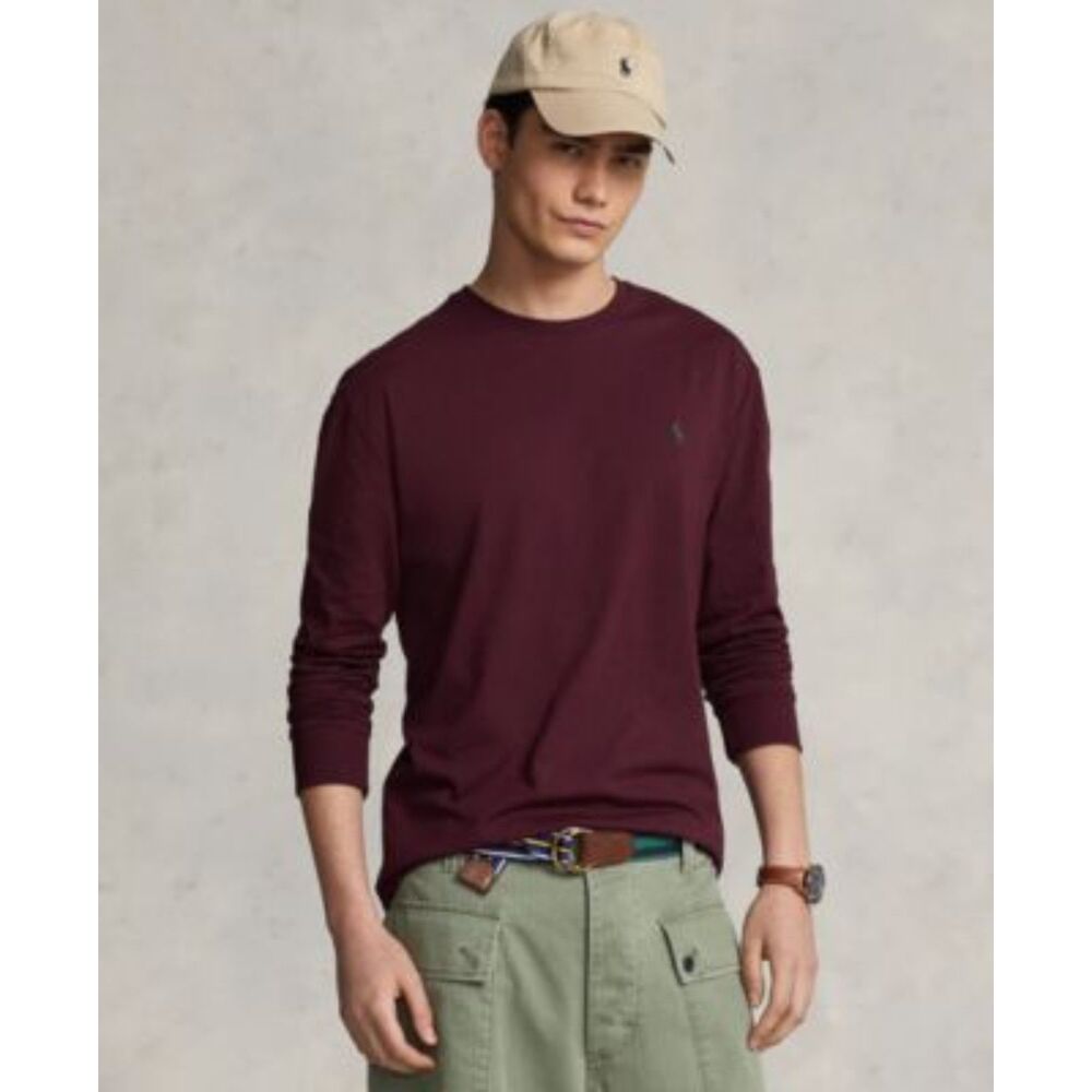Polo Ralph Lauren Men's Long Sleeve T-Shirt Burgundy Maroon Jersey | Size Large